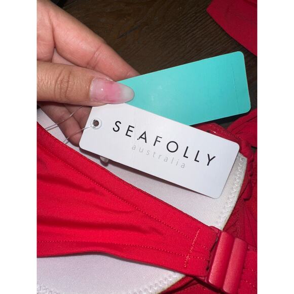 Seafolly Collective Halter Bandeau Bikini Top Chilli Red XL 12 - Picture 6 of 6